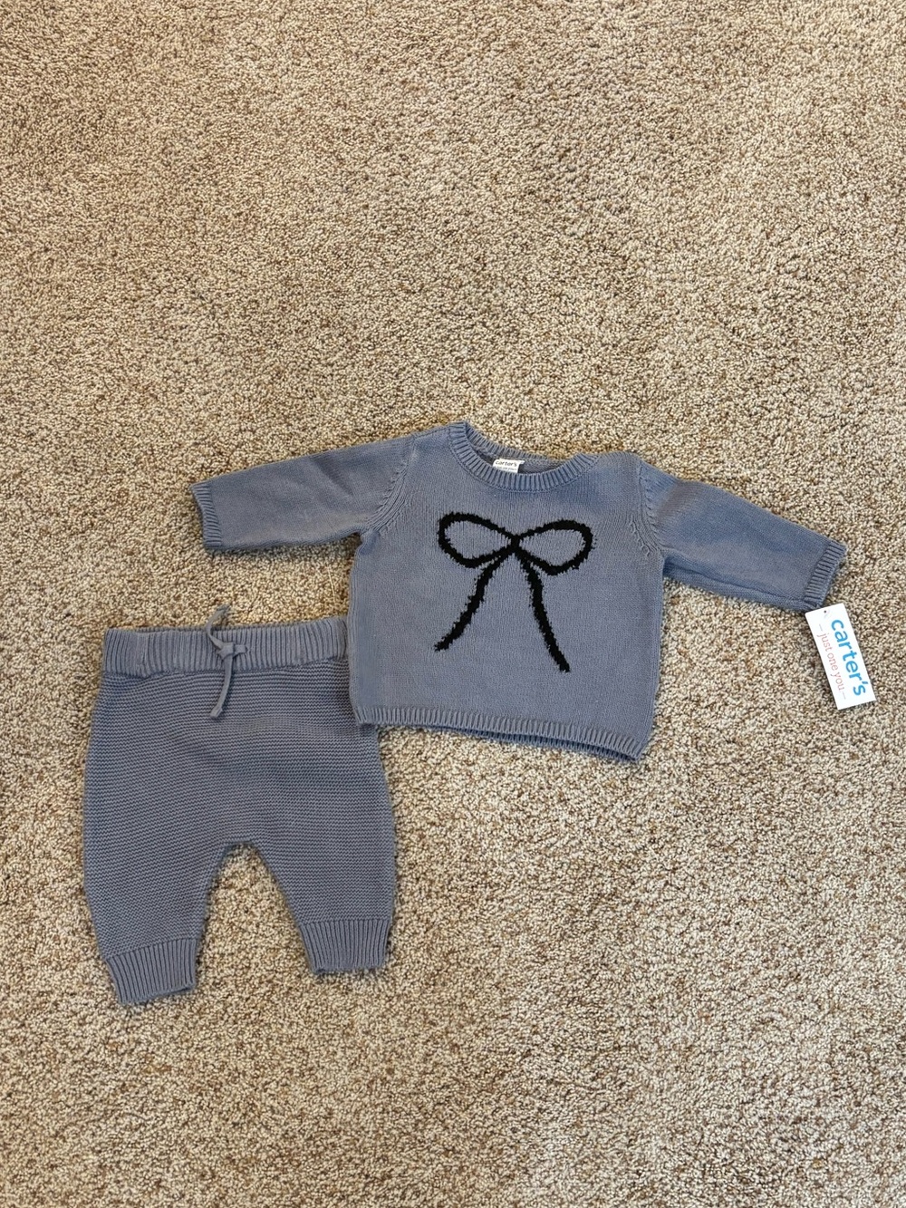 Carters Just One You 2 Piece Knit Sweater Set Bow Size 3 month NEW Gift